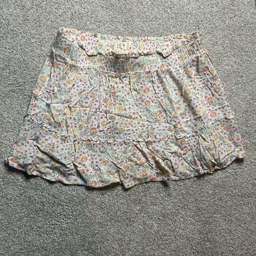 Pink Rose Floral Mini Skirt